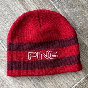 Ping Kids Red and Black Striped Beanie